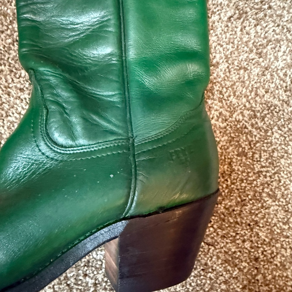 Frye Green Heeled Boots with Classic Western Style